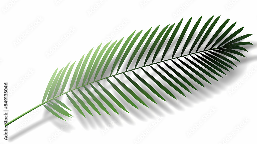 Fototapeta premium Realistic transparent shadow from a leaf of a palm tree on the white background. Tropical leaves shadow. Mockup with palm leaves shadow.