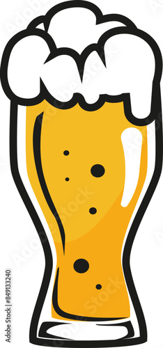 glass of beer with foam cartoon illustration