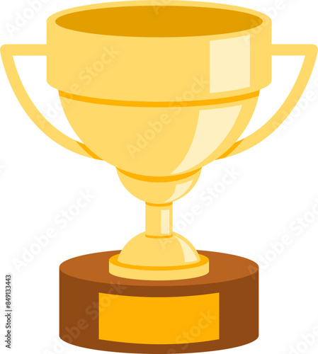 gold trophy cup vector illustration on transparent background
