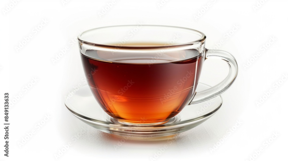 A cup of tea sits on a saucer A cup of tea sits on a saucer