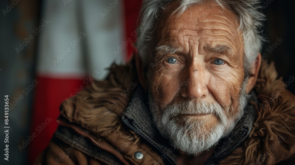The image shows a person wearing a warm jacket with their face intentionally obscured, focusing on the outfit The image shows a person wearing a warm jacket with their face intentionally obscured, focusing on the outfit