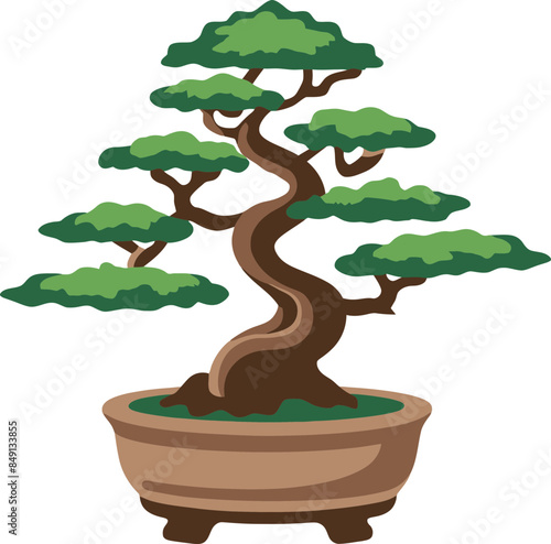 bonsai tree flat illustration isolated on white