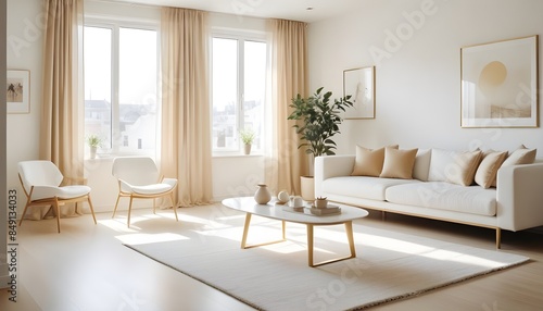 white and gold theme modern interior