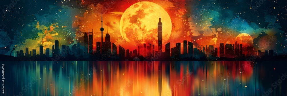 Obraz premium Abstract background illustration in the style of the 70s