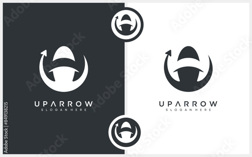 Initial letter A with upward arrow logo vector. The negative space of the letter A combines with the arrow pointing upwards. Creative design based icon template.