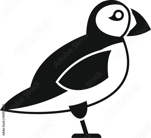 Atlantic puffin bird standing side view silhouette icon