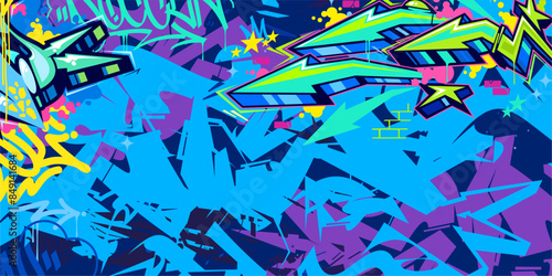 Modern Abstract Hip Hop Urban Street Art Graffiti Style Vector Illustration Background Template