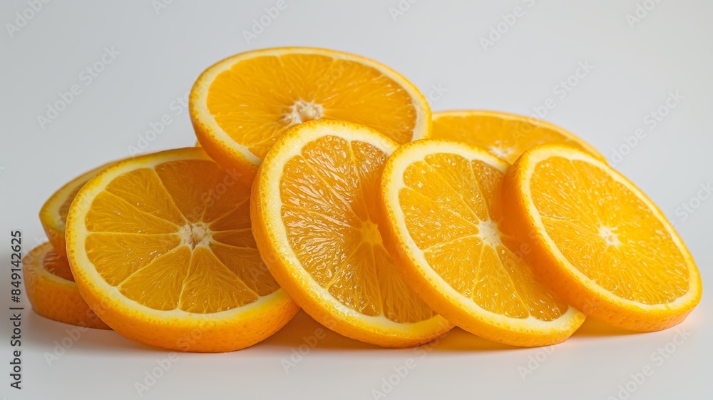Fototapeta premium Juicy Orange Slices on White Background
