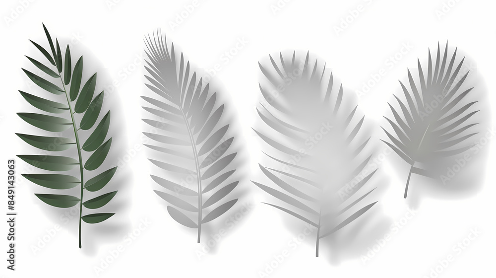 Realistic transparent shadow from a leaf of a palm tree on the white background. Tropical leaves shadow. Mockup with palm leaves shadow. Realistic transparent shadow from a leaf of a palm tree on the white background. Tropical leaves shadow. Mockup with palm leaves shadow.