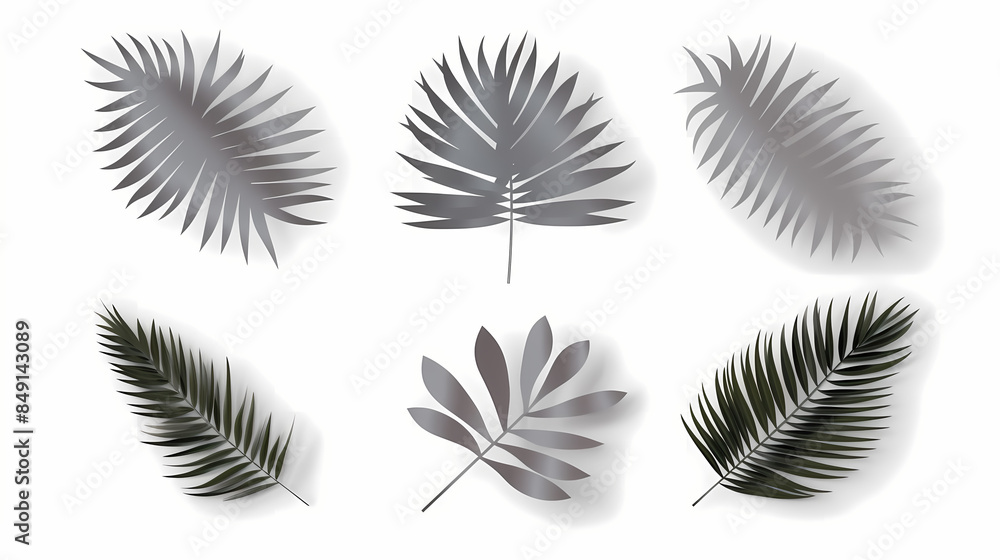 Realistic transparent shadow from a leaf of a palm tree on the white background. Tropical leaves shadow. Mockup with palm leaves shadow. Realistic transparent shadow from a leaf of a palm tree on the white background. Tropical leaves shadow. Mockup with palm leaves shadow.