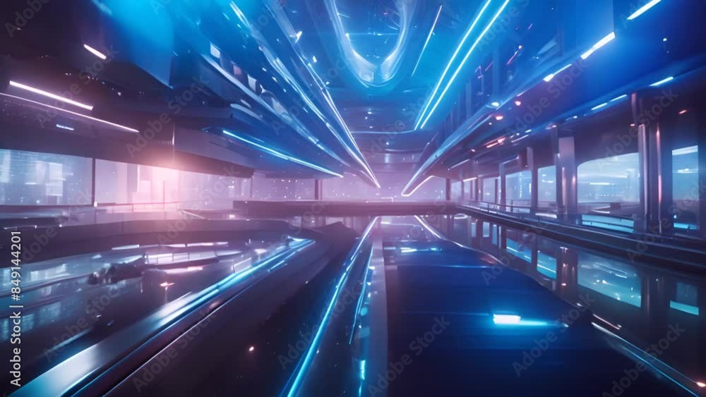 Futuristic Cityscape With Neon Lights Generative AI Futuristic Cityscape With Neon Lights Generative AI
