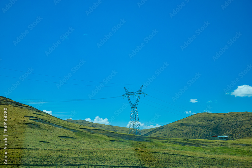 Aba, Sichuan Province - mountains and grasslands under the blue sky Aba, Sichuan Province - mountains and grasslands under the blue sky