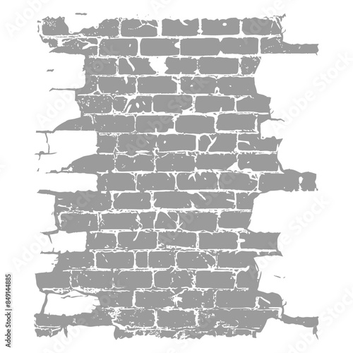 Distressed Grey Brickwork: Cracked and Weathered Wall Texture.