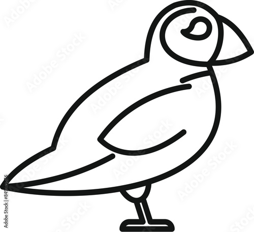 Minimalist line drawing of an atlantic puffin bird standing in profile