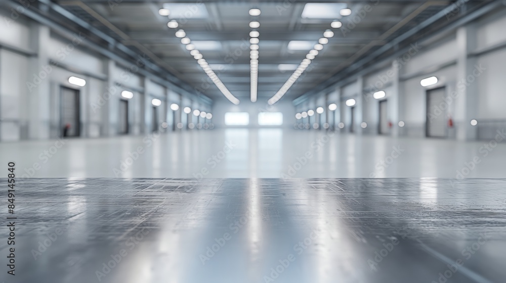 Empty Industrial Space with a Metal Platform Empty Industrial Space with a Metal Platform