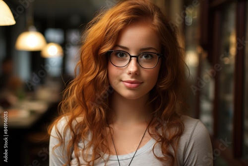 Cheerful teenager close with red hair and freckles poking cheeks showing dimples a, generative IA © Gabriel