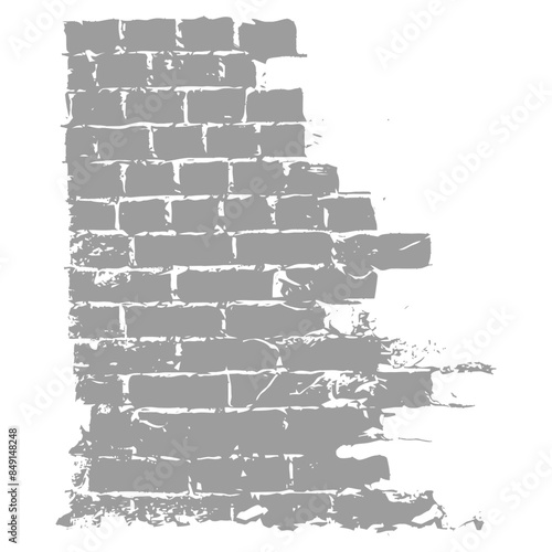 Deconstructed Brick Wall: Grayed, Eroded Texture, Architectural Imperfection.