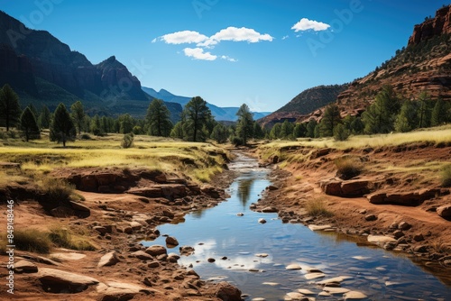 Serene scenario Lakes and birds in Sedona, USA., generative IA © JONATAS