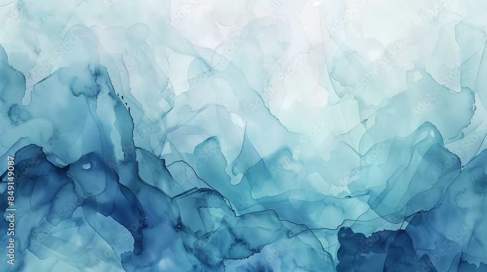 Obraz premium Soft blue watercolor painting with gentle gradients and fluid shapes. Ideal for backgrounds, artistic designs, and creative projects.
