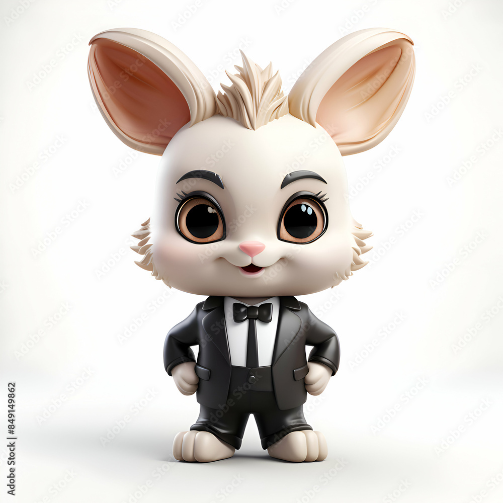 3d rendering of a cute easter bunny with tuxedo 3d rendering of a cute easter bunny with tuxedo