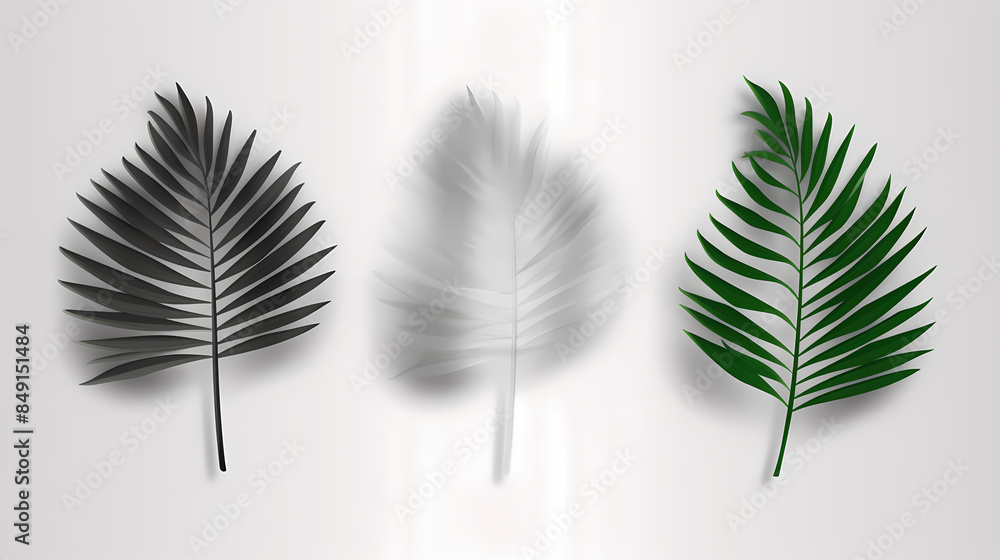 Realistic transparent shadow from a leaf of a palm tree on the white background. Tropical leaves shadow. Mockup with palm leaves shadow. Realistic transparent shadow from a leaf of a palm tree on the white background. Tropical leaves shadow. Mockup with palm leaves shadow.