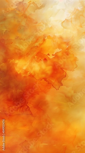Warm abstract watercolor background featuring vibrant orange and white hues blending seamlessly, ideal for creative projects, design elements, and artistic applications.