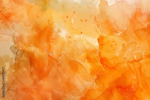 Warm abstract watercolor background featuring vibrant orange and white hues blending seamlessly, ideal for creative projects, design elements, and artistic applications.