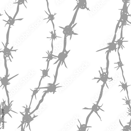 Gray Barbed Wire Strands on White: Abstract Security Design Element