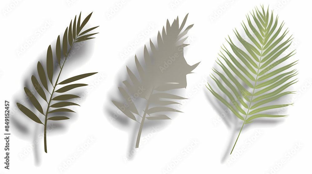 Realistic transparent shadow from a leaf of a palm tree on the white background. Tropical leaves shadow. Mockup with palm leaves shadow. Realistic transparent shadow from a leaf of a palm tree on the white background. Tropical leaves shadow. Mockup with palm leaves shadow.
