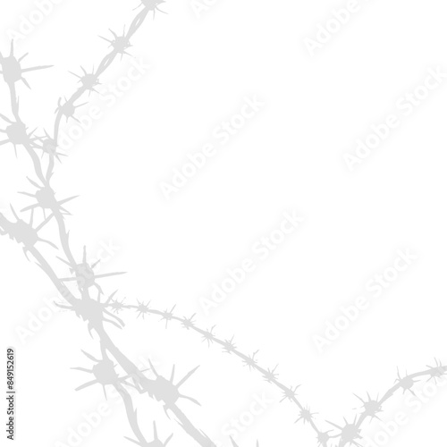 Minimalist Barbed Wire: Faded Gray Silhouette on White, Abstract Security.
