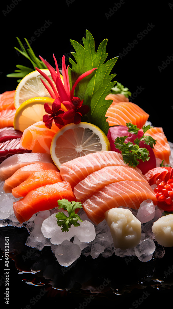 Japanese sashimi platter food photography poster background Japanese sashimi platter food photography poster background