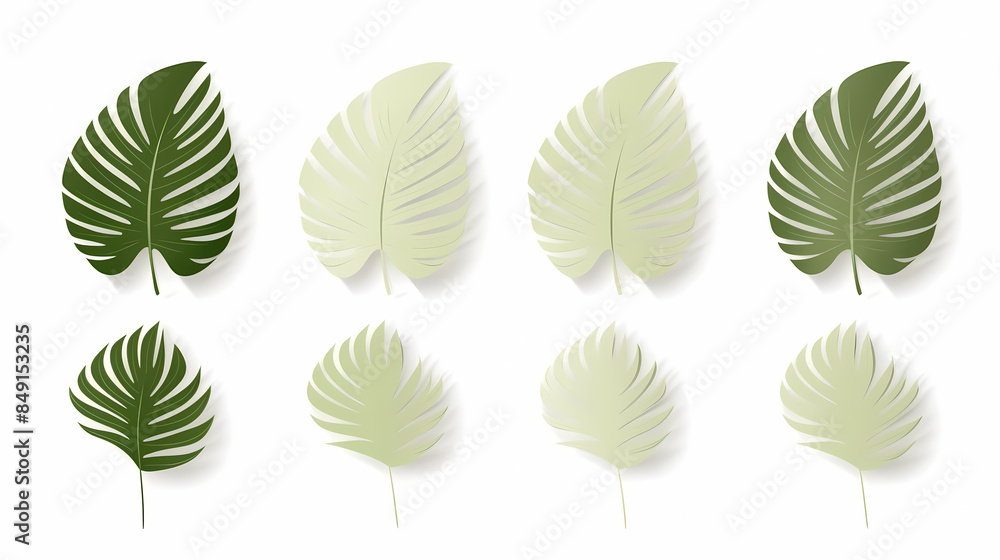 Fototapeta premium Realistic transparent shadow from a leaf of a palm tree on the white background. Tropical leaves shadow. Mockup with palm leaves shadow.