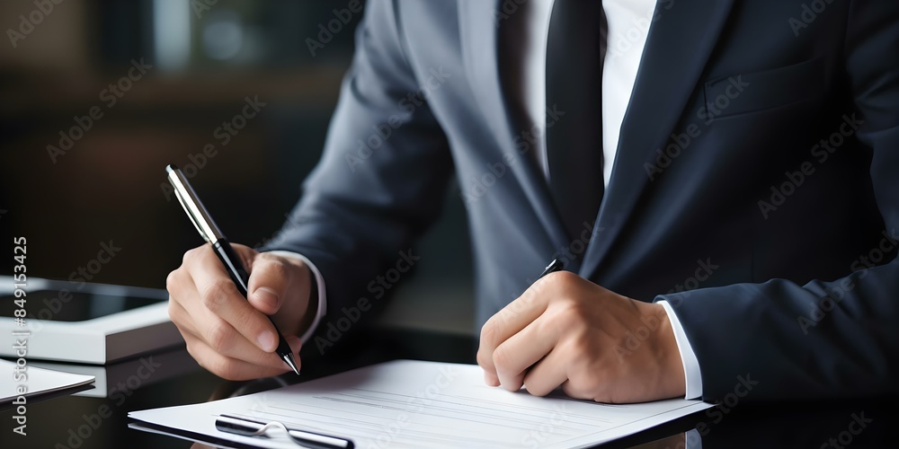 Approving a checklist to enhance business performance for evaluation project approval by a businessman. Concept Business Performance Enhancement, Checklist Approval, Project Evaluation Approving a checklist to enhance business performance for evaluation project approval by a businessman. Concept Business Performance Enhancement, Checklist Approval, Project Evaluation