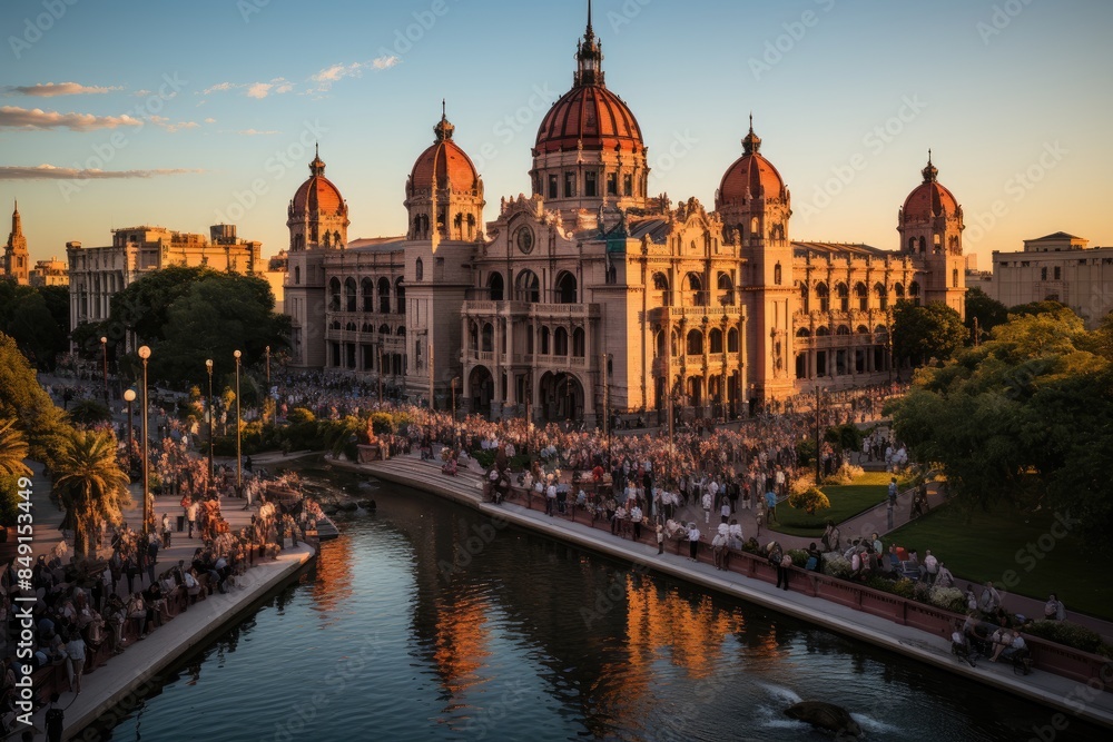 Obraz premium May Square, Buenos Aires Protests and Culture., generative IA