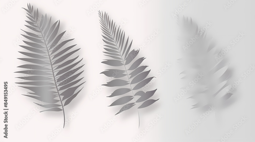 Realistic transparent shadow from a leaf of a palm tree on the white background. Tropical leaves shadow. Mockup with palm leaves shadow. Realistic transparent shadow from a leaf of a palm tree on the white background. Tropical leaves shadow. Mockup with palm leaves shadow.