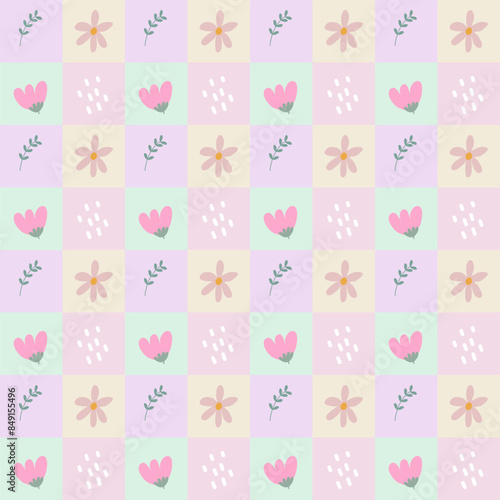 Floral mosaic seamless pattern with colorful pastel 