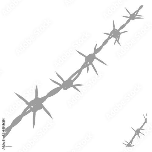 Silhouetted Barbed Wire Strand: Minimalist Fence Line Element, Security Icon