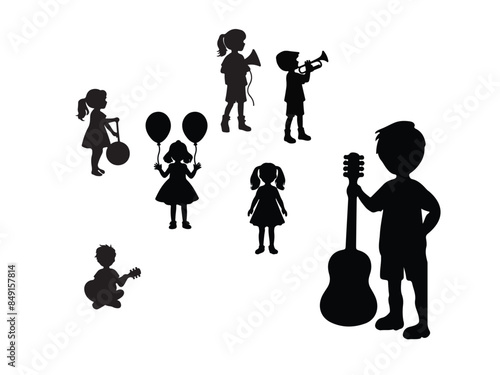 World children's day celebration silhouette vector design

