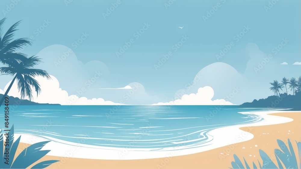 Fototapeta premium Beach theme background with blue background, Ai generat