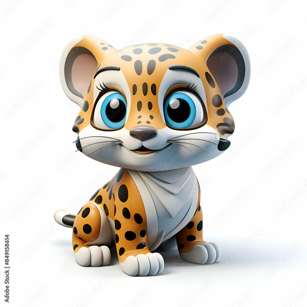 3d rendered of Cute leopard cartoon character with white background 3d rendered of Cute leopard cartoon character with white background