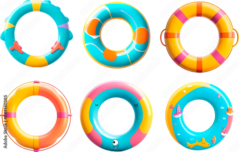 A set of summer icons. Swimming lifebuoys. Without background A set of summer icons. Swimming lifebuoys. Without background