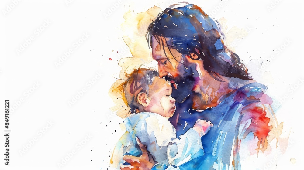Obraz premium Jesus Christ watercolor Illustration. Christianity hand drawn