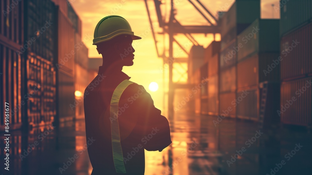 Construction Worker at Logistic Shipping Hub Construction Worker at Logistic Shipping Hub