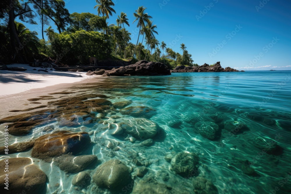 Fototapeta premium Alto Muro Beach, Brazil Quiet waters and luxurious resorts., generative IA