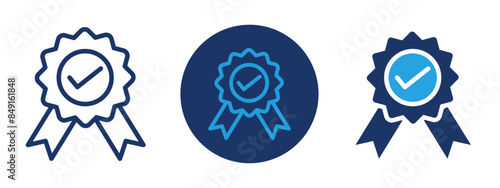 Quality icon in editable formats, approval check vector icons sheet, editable certified medal icon 