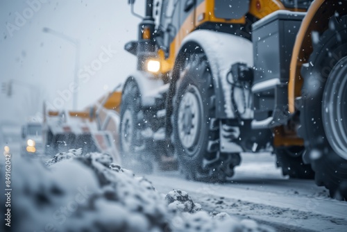 Security Guard Monitoring Snow Removal Operations  photo