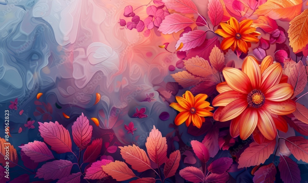 Background illustration of a beautiful and colourful floral design