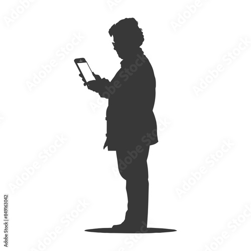 Silhouette of Woman Concentrating on Tablet, Digital Era.