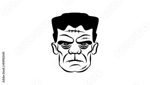 frankenstein emblem, black isolated silhouette