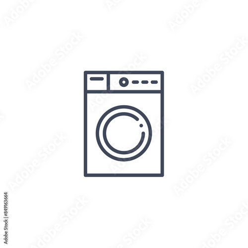 Washing machine outline icon. Line art washing machine household design vector icon.